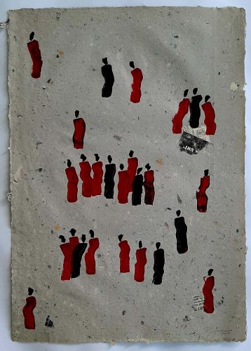 11 - Kekere Ohun Kiko - Acrylique sur papier recyclé artisanal - Dim. 45 X 32 cm. - 30 €