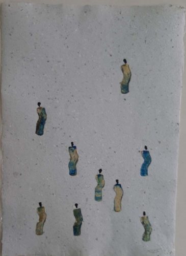 18 - Kekere Ohun Kiko - Acrylique sur papier recyclé artisanal - Dim. 45 X 32 cm. - 30 €