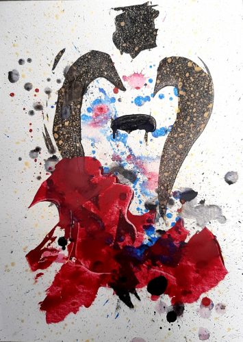 254 - Acrylique sur revers de macule d'impression - Dim. 70X50 cm. - Collection privée