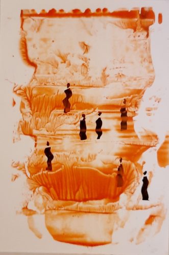 17 - Ohun Kiko Kekere - Acrylique, encre et lavis sur papier d'impression photo numérique - Dim. 48.5 X 33 cm. - 50 €