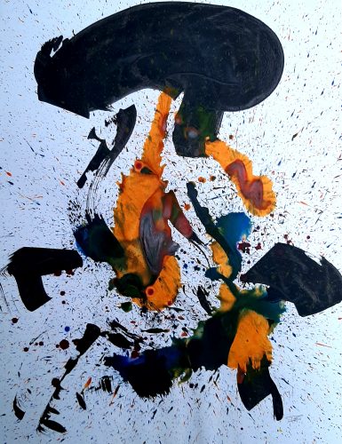254 - Acrylique sur papier de macule d'impression - Format 70 X 50 cm. - 250 €